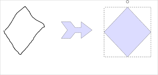 Free form nodes allow the user to draw diagram shapes with the mouse of the finger