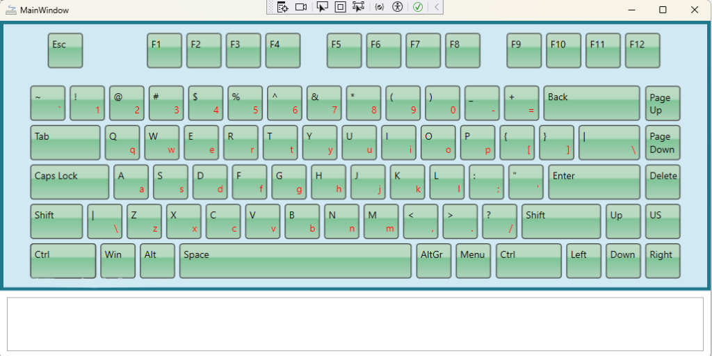 MindFusion WPF Virtual Keyboard component in the 'Office Green' theme