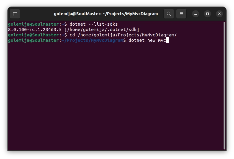 Create an empty ASP.NET MVC Project from the Terminal in Linux