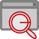 A magnifier that represents the search capabilities.