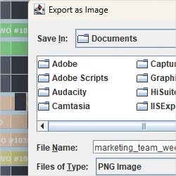 High-res image export in PNG or JPEG formats 