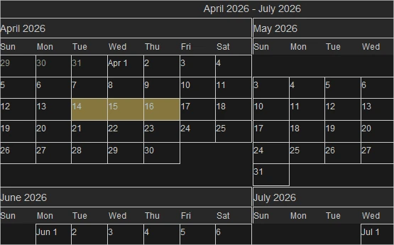 The MonthRange view from the Java Swing Calendar library