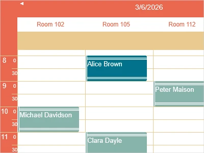A resources timetable with appointments for different physicians